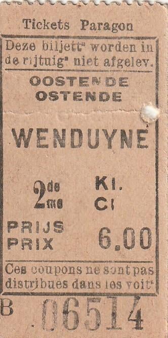 Treinkaartje Oostende Wenduyne, Verzamelen, Spoorwegen en Tramwegen, Verzenden, Gebruikt, Tram, Overige typen