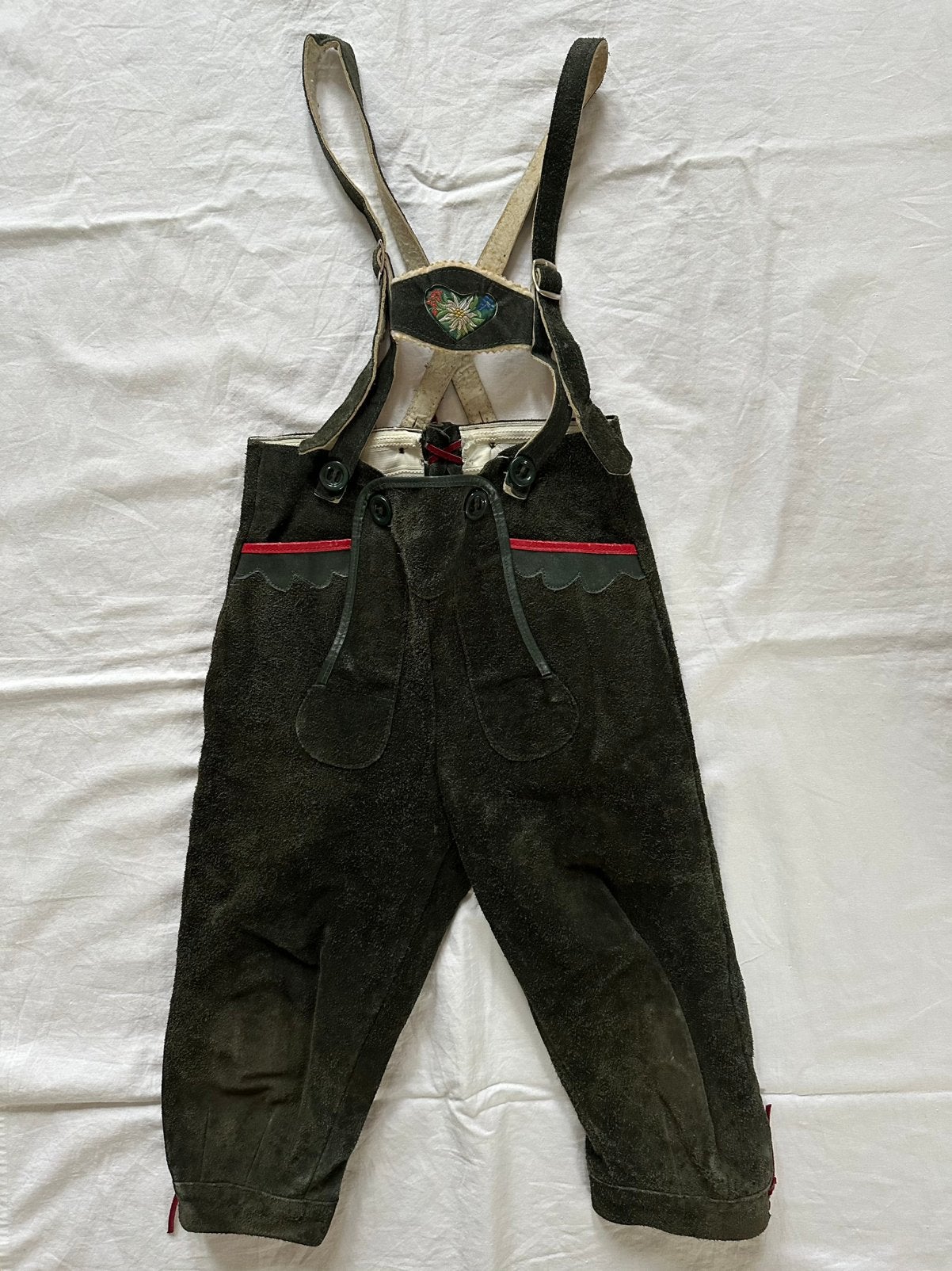 Groene Lederhose kind origineel authentiek stevig materiaal., Ophalen of Verzenden, Gebruikt, 104 of kleiner, Jongen of Meisje