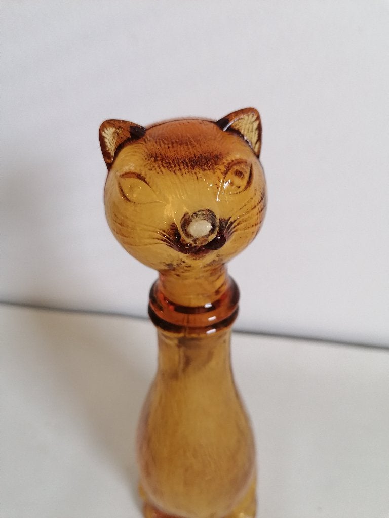 Italiaans empoli glazen decanter/stopfles in de vorm kat, Ophalen of Verzenden