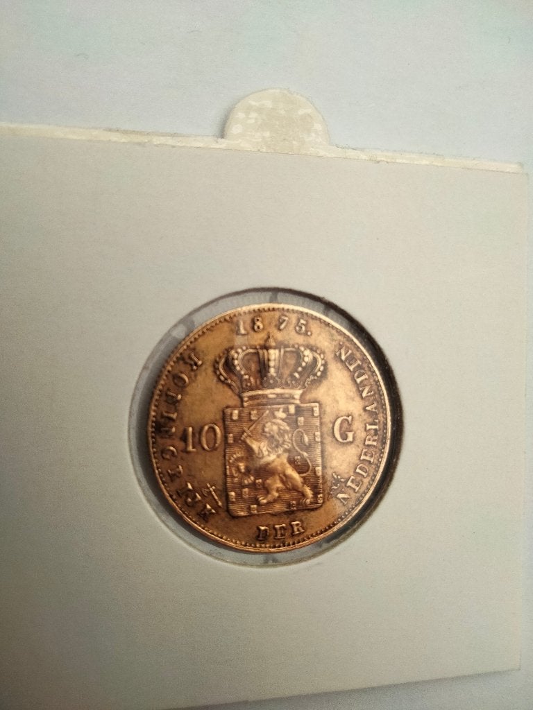 Gouden Tientje 1875, Koning Willem III, Losse munt, 10 gulden, Goud