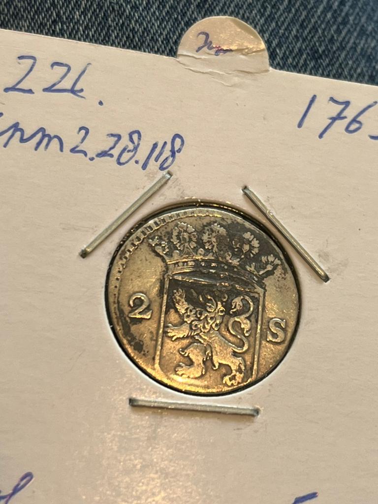 Holland dubbele stuiver 1763, Postzegels en Munten, Munten | Nederland, Vóór koninkrijk, Zilver, Losse munt, Overige waardes