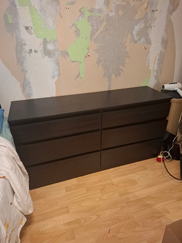 IKEA MALM ladekast 6 laden zwart – €50, Ophalen, 5 laden of meer, 150 tot 200 cm, Zo goed als nieuw