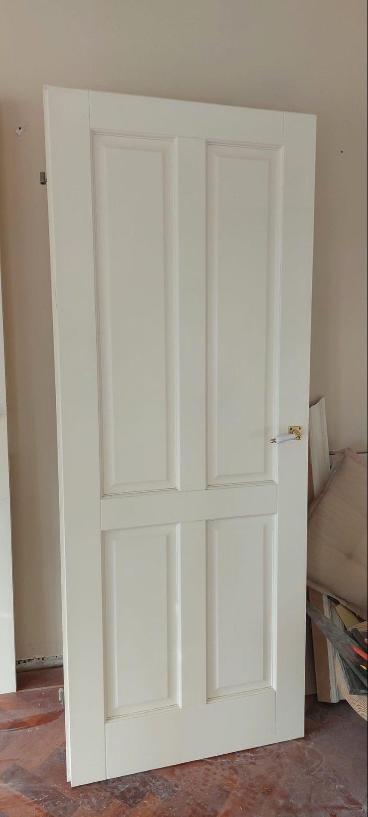 3x Witte binnendeur met panelen en klassieke klink, Ophalen, Gebruikt, 80 tot 100 cm, Binnendeur