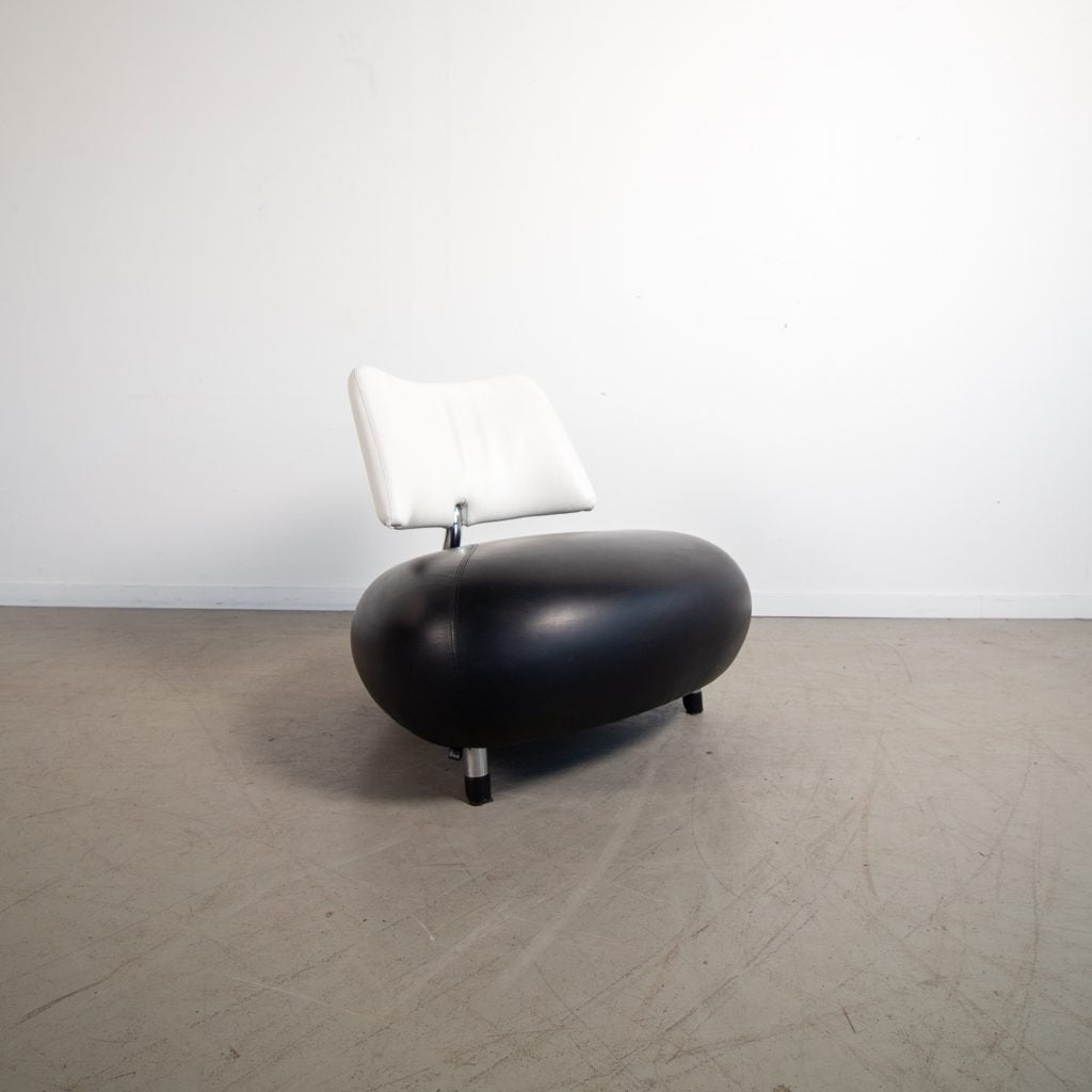 Leolux Pallone Fauteuil Zwart/Wit Leer