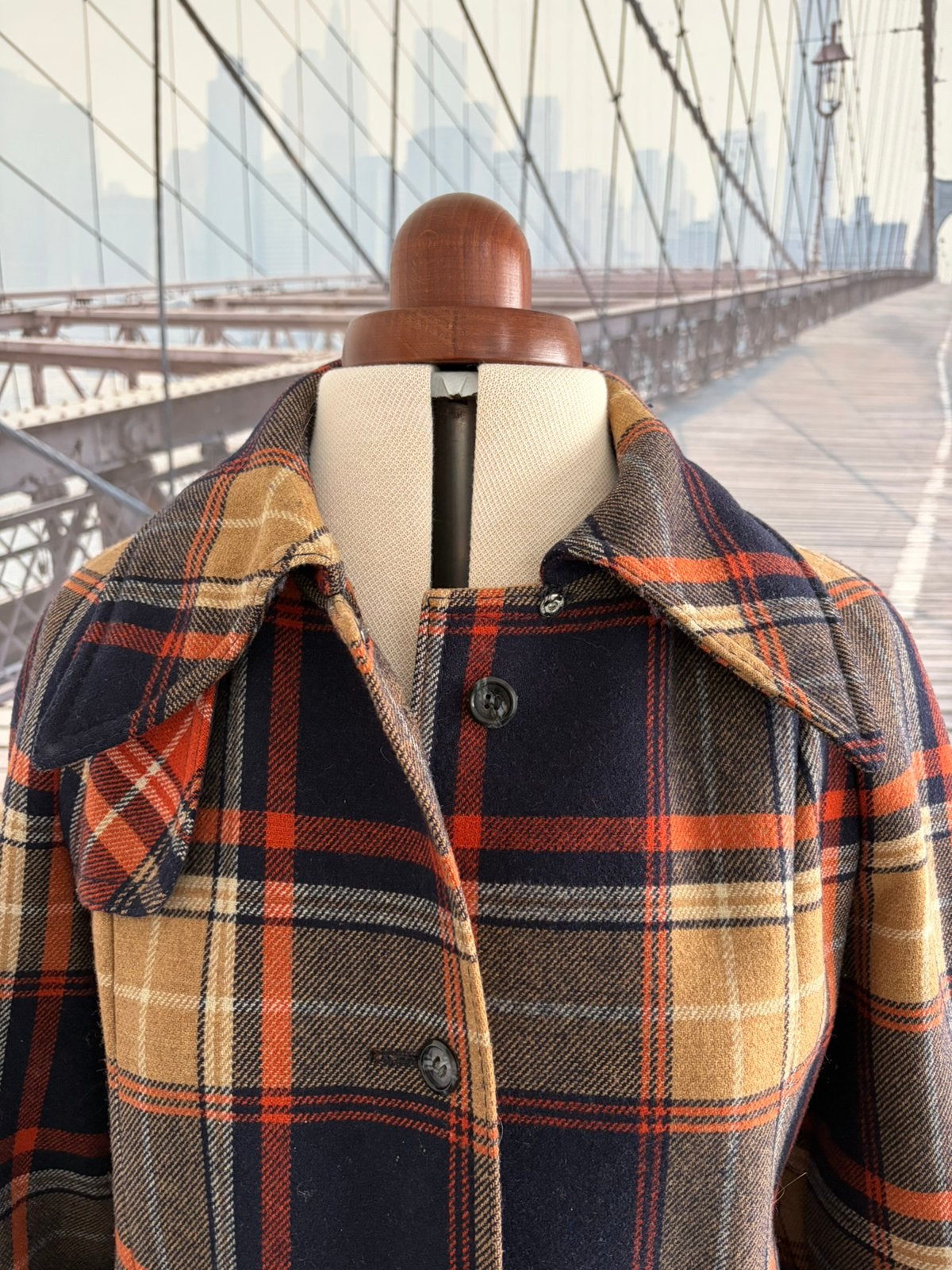 Vintage Geruite 70s Trenchcoat/Winterjas-S, Ophalen of Verzenden, Zo goed als nieuw, Maat 36 (S), Bruin
