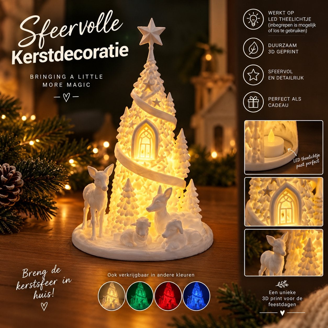 3D Geprinte Kerstboom – Unieke Kerstdecoratie met LED, Ophalen of Verzenden, Nieuw