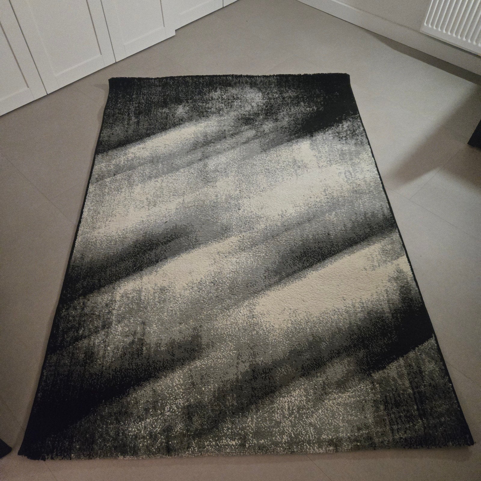 Vloerkleed zwart/grijs/wit - diverse maten beschikbaar, Ophalen, Zwart, Gebruikt, 150 tot 200 cm
