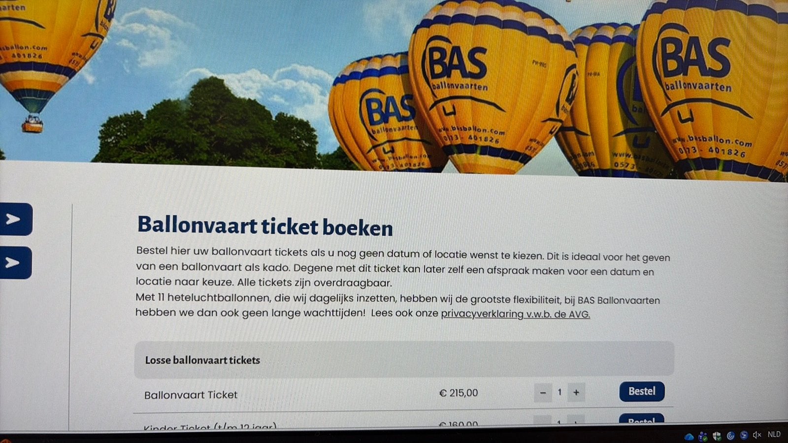 2x Ballonvaart ticket Doetinchem 14 augustus 2026, Tickets en Kaartjes, Twee personen, Ticket of Toegangskaart