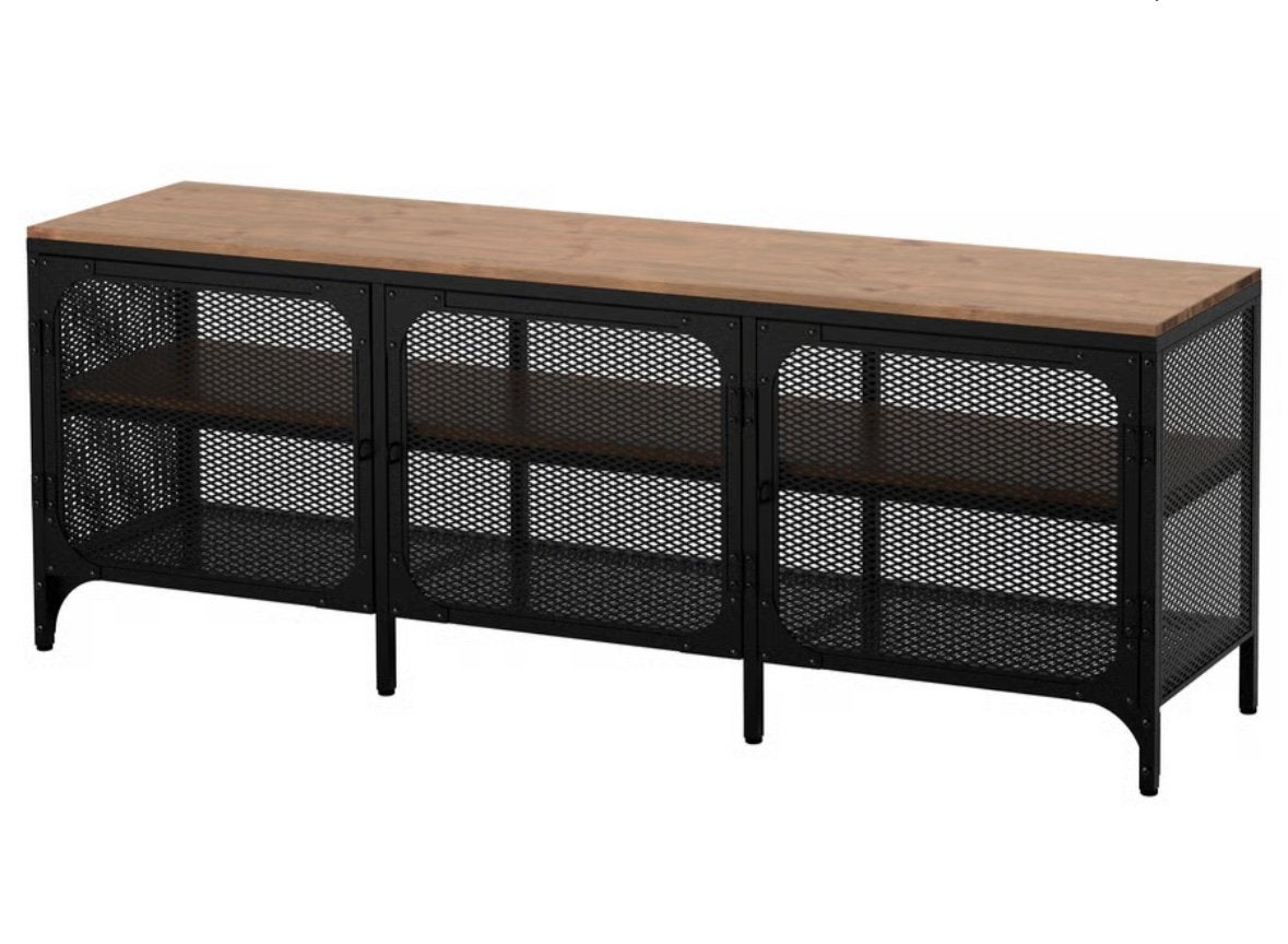 IKEA tv-meubel zwart FJÄLLBO 150x36x54 cm, Ophalen, Zo goed als nieuw, 25 tot 50 cm, 100 tot 150 cm