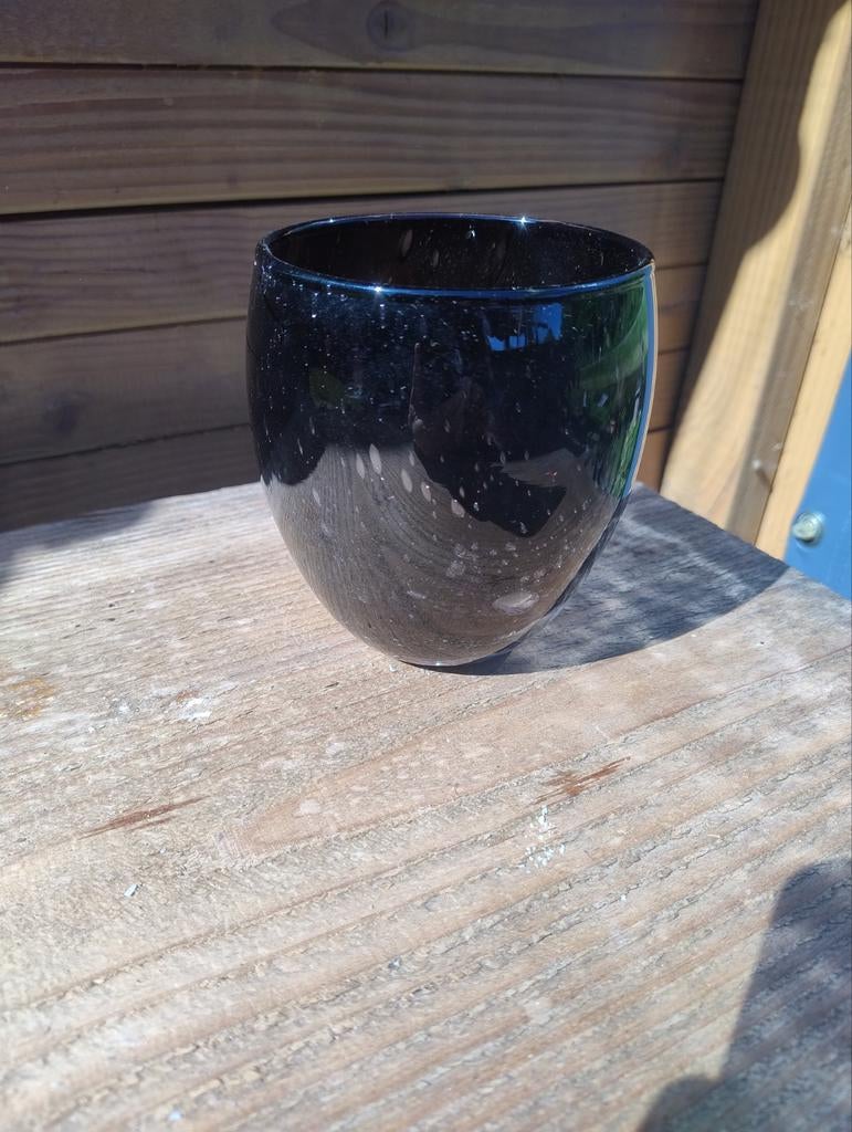 Fidrio Black Bubbles vaas - mondgeblazen glas - nieuw, Zwart, Nieuw, Ophalen of Verzenden, Glas