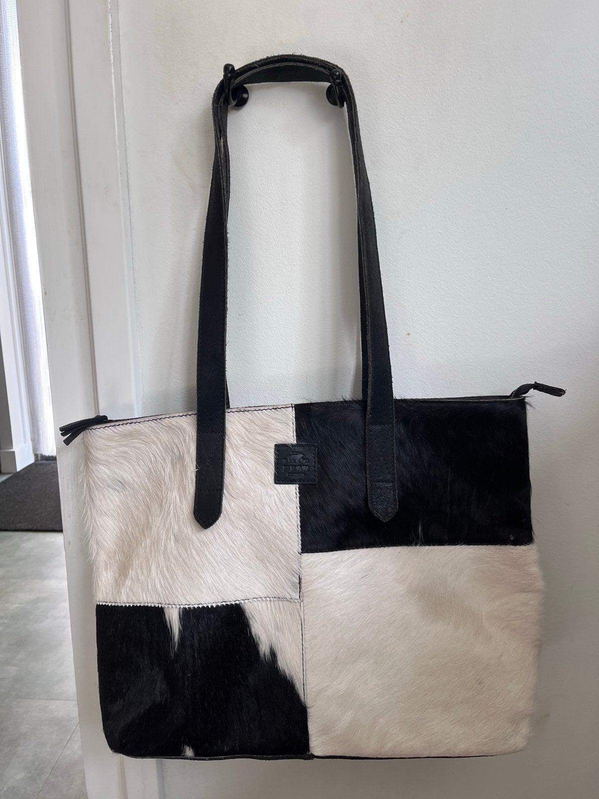 Bear Design Shopper Zwart/Wit echt leer, Ophalen of Verzenden, Zo goed als nieuw, Zwart, Shopper