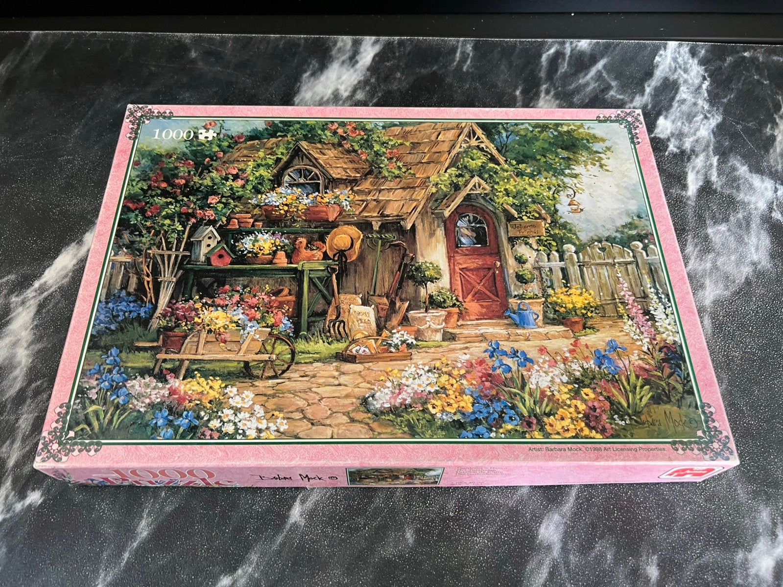 Jumbo puzzel 1000 stukjes Barbara Mock Het tuinhuisje, Ophalen of Verzenden, 500 t/m 1500 stukjes, Zo goed als nieuw