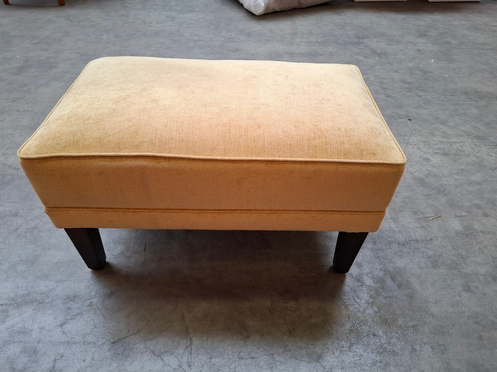 Gele poef / voetenbank - 80x50x45cm, Ophalen, Gebruikt, 75 tot 100 cm, Stof