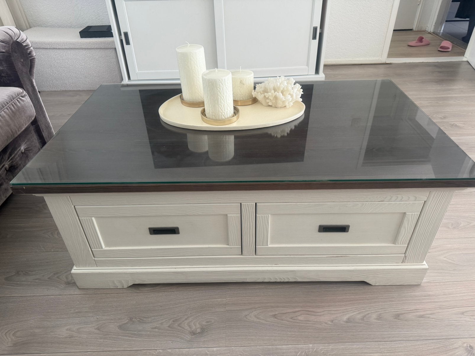 Salontafel met glasplaat, Huis en Inrichting, Complete inboedels, Ophalen