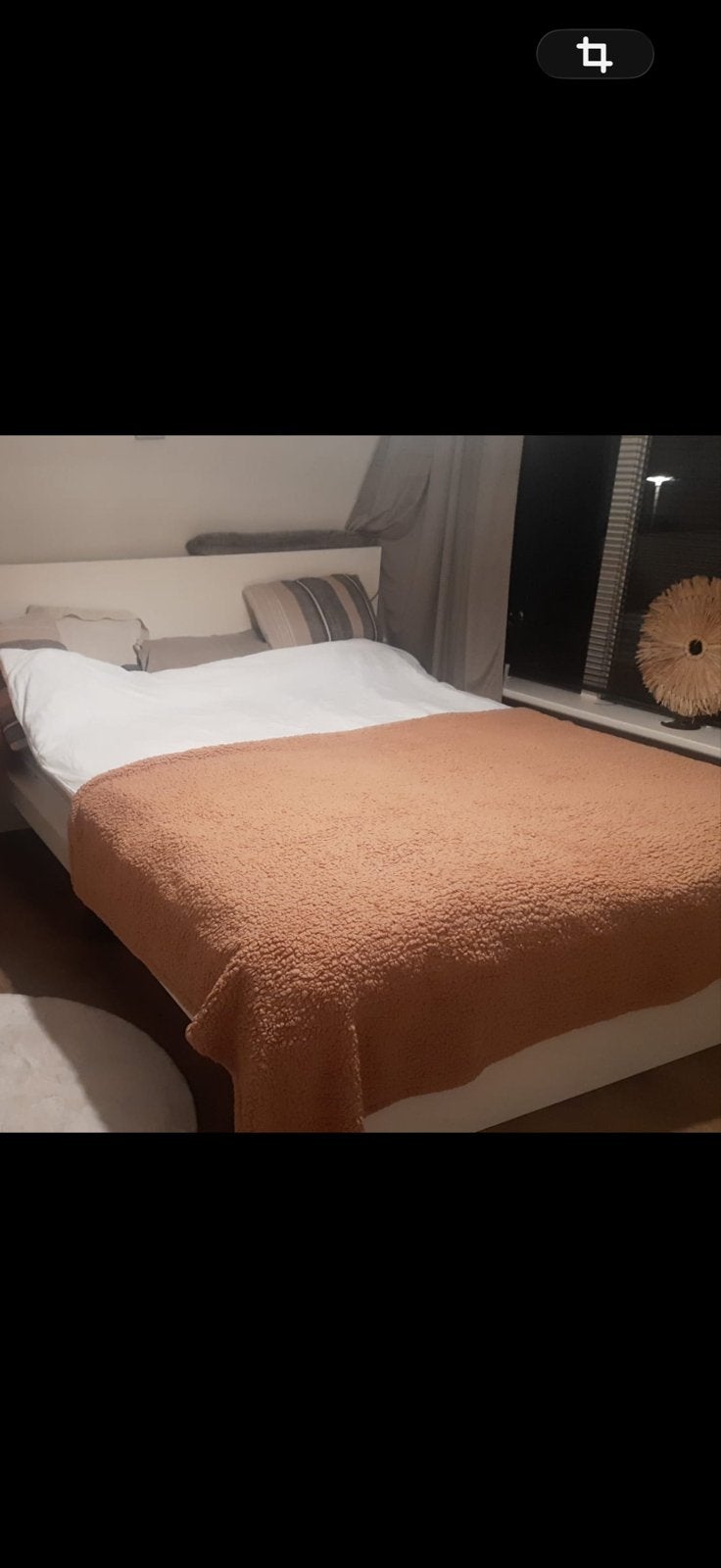 Tweepersoonsbed met wit frame en hoofdbord, Ophalen, Gebruikt, Wit, Tweepersoons