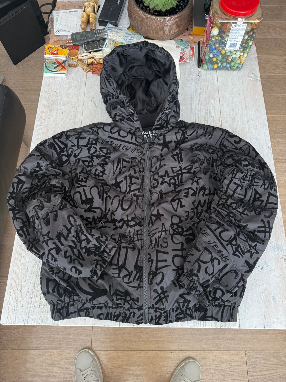 Versace Jeans Couture Graffiti Print Heren Jas XL, Ophalen of Verzenden, Zo goed als nieuw, Maat 56/58 (XL), Zwart
