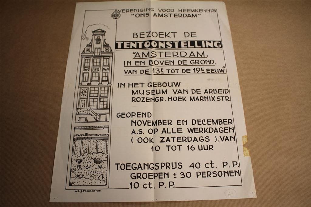 Affiche Heemkennis Amsterdam Tentoonstelling 1962 !!, Ophalen of Verzenden, Gelezen