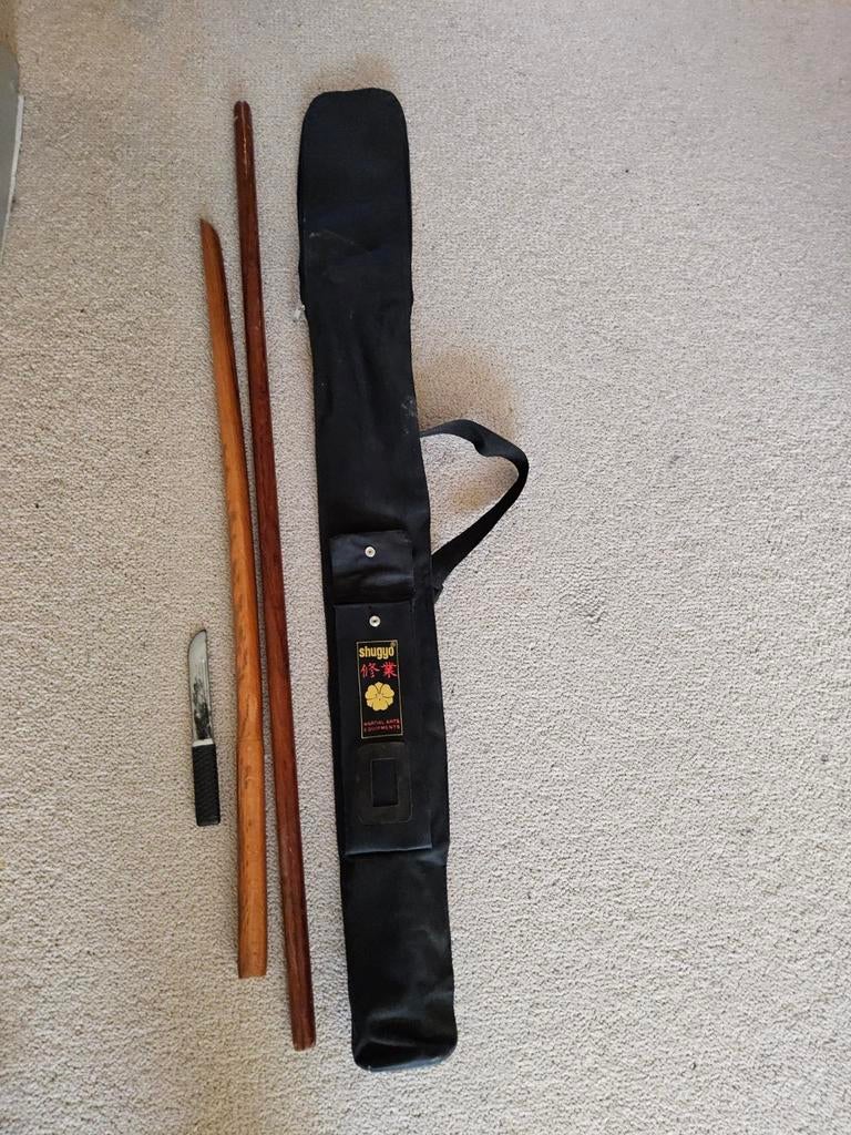 Aikido set: Bokken, Jo en Tanto met draagtas, Ophalen, Maat XS of kleiner, Vechtsportmateriaal, Zo goed als nieuw