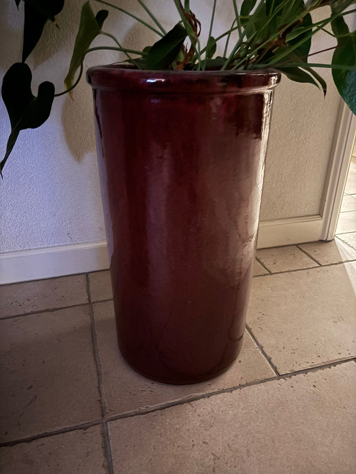 Geglazuurde bloempot, 55 cm hoog, 30 cm diameter, Gebruikt, Rond, Binnen, Aardewerk