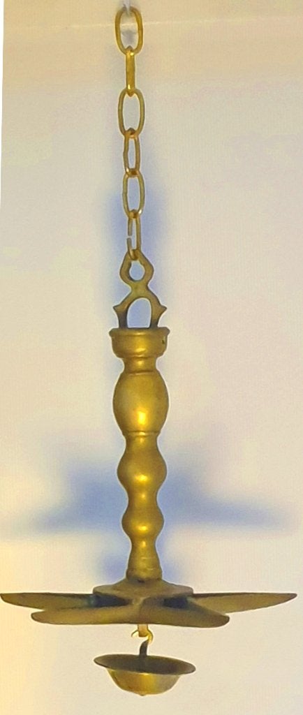 judaica / koperen joodse sabbatlamp, 5 armen, 45,5 cm, 1900, Antiek en Kunst, Antiek | Religie, Verzenden