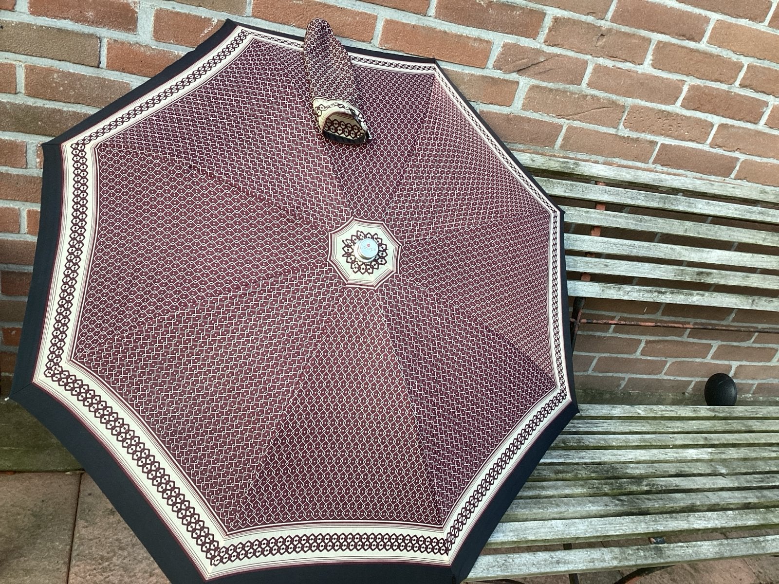 Knirps paraplu met patroon - Zo goed als nieuw, Ophalen of Verzenden, Zo goed als nieuw, Bruin