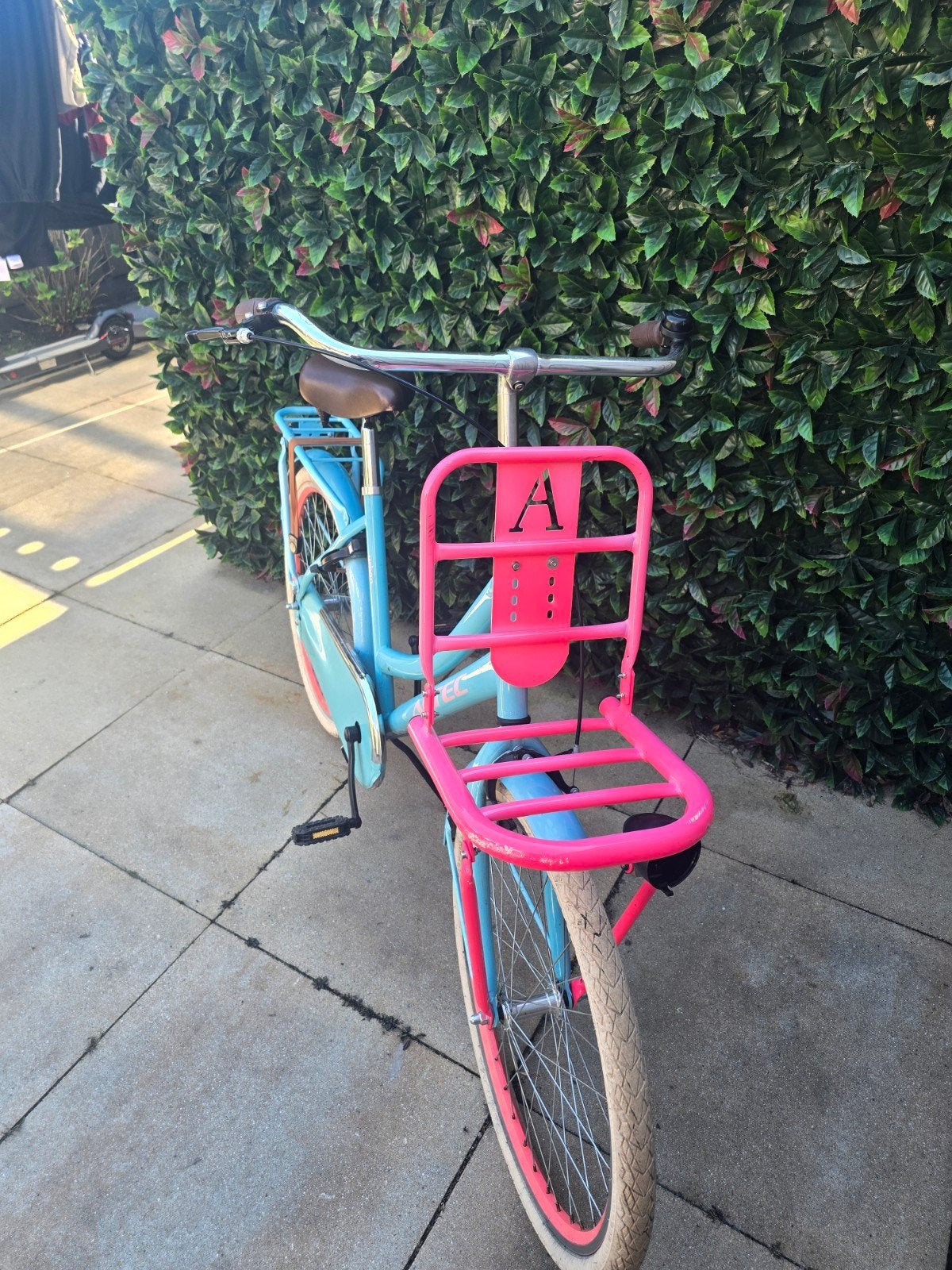 Leuke meisjesfiets met voordrager - Blauw/Roze, Ophalen, Terugtraprem, Altec, Gebruikt