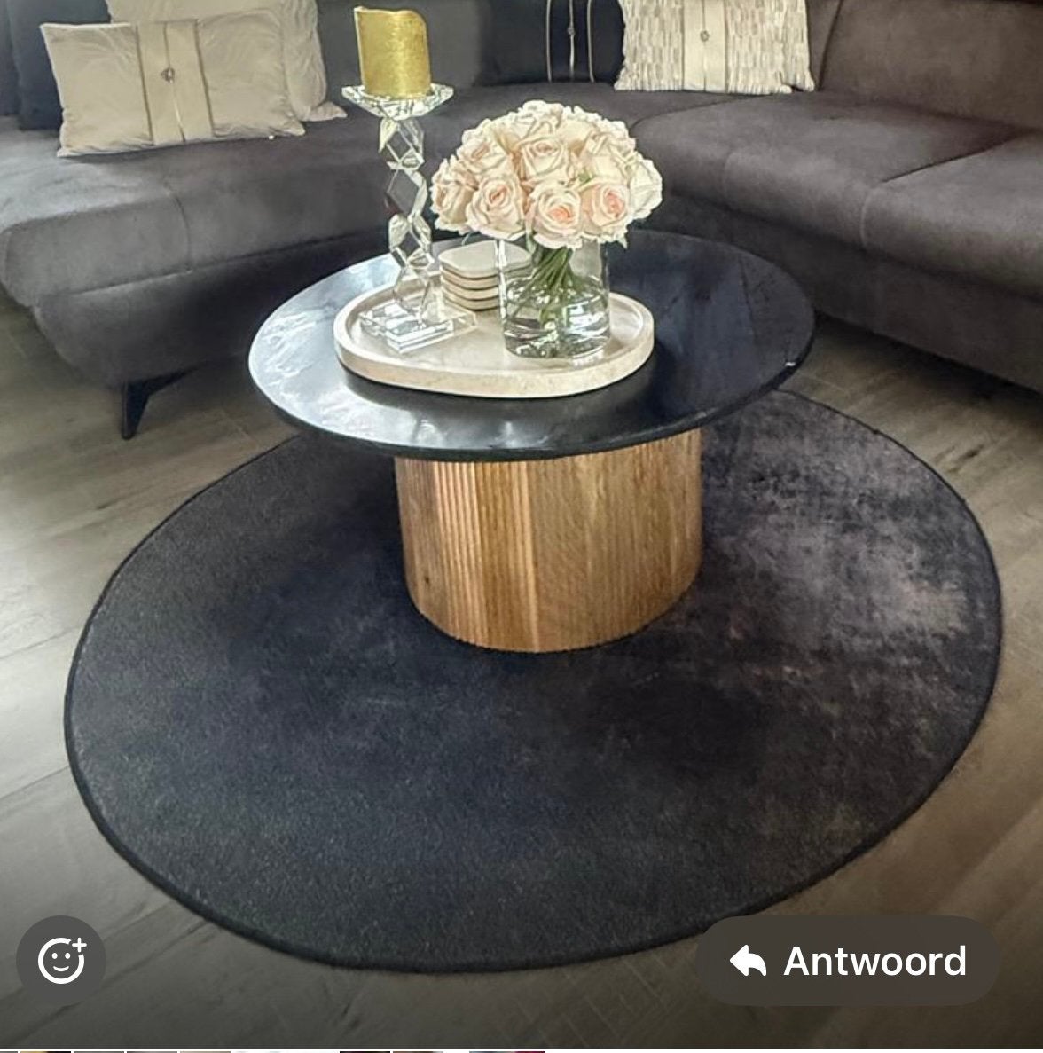 Rond Vloerkleed - 120 cm - Donkergrijs, Ophalen, Gebruikt, 100 tot 150 cm, Rond