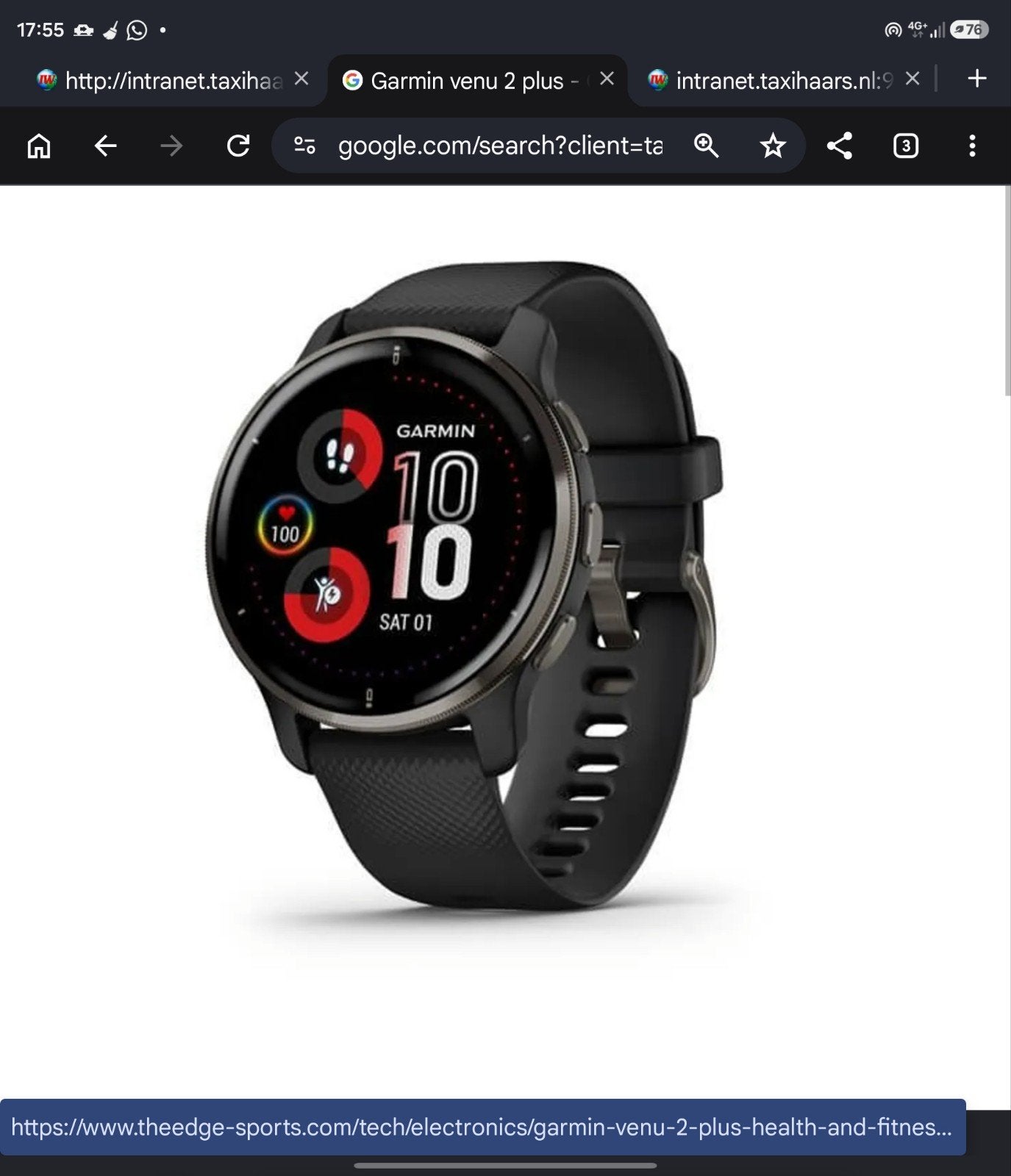 Garmin Venu 2 Plus Smartwatch - Nieuwstaat met extra bandje, Zwart, Garmin, Ophalen of Verzenden, Zo goed als nieuw