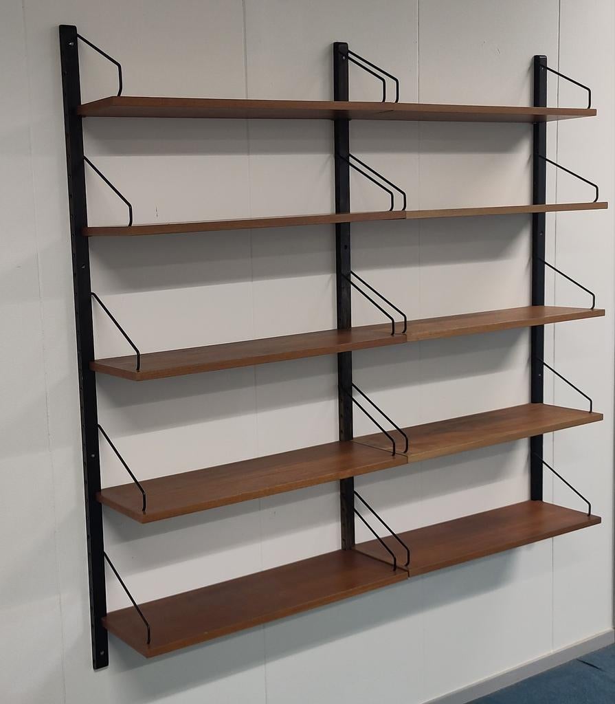 Vintage Poul Cadovius wandsysteemteak hout rek wandmeubel, Ophalen, Met plank(en), Gebruikt, .