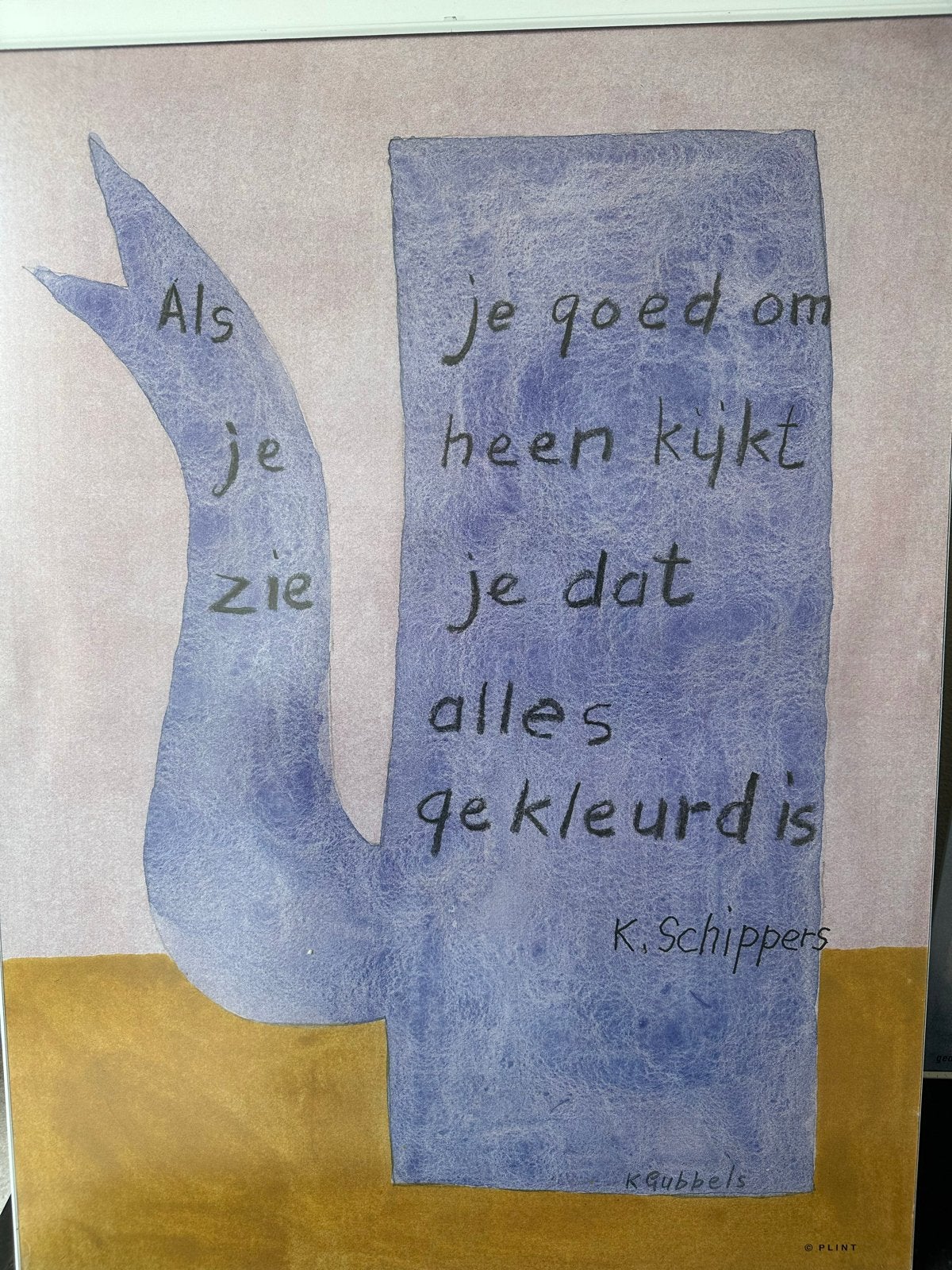 Print van Gubbels met gedicht van K. Schippers (80x60 cm), Ophalen, Print/reproductie