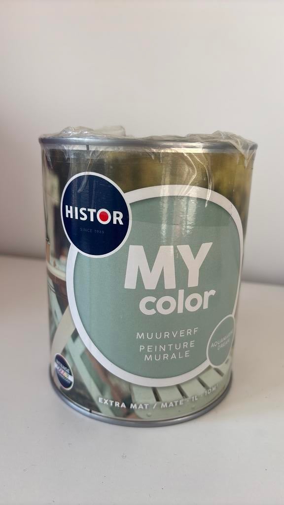 Histor Aquamarine dream 1L extra mat, Doe-het-zelf en Verbouw, Verf, Beits en Lak, Ophalen, Overige kleuren, Nieuw, Verf