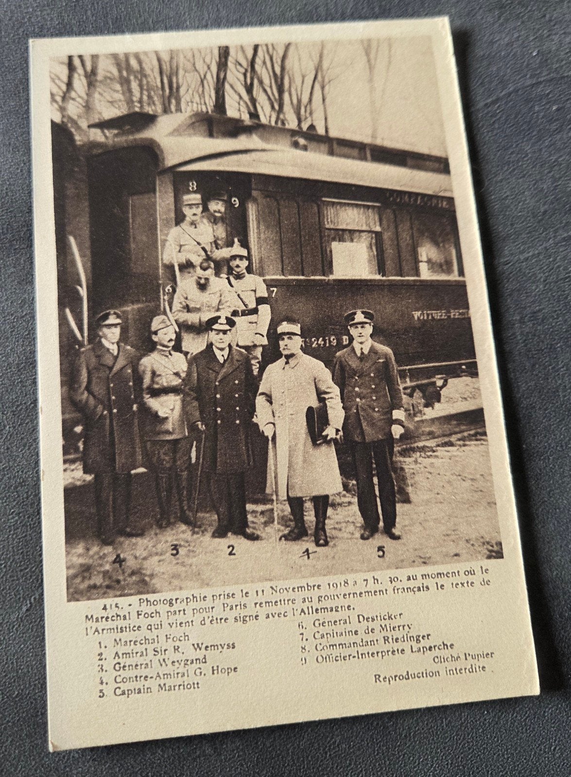 WOI Ansichtkaart: Wapenstilstand 1918 Maarschalk Foch, Verzenden, Voor 1920, Ongelopen, Frankrijk