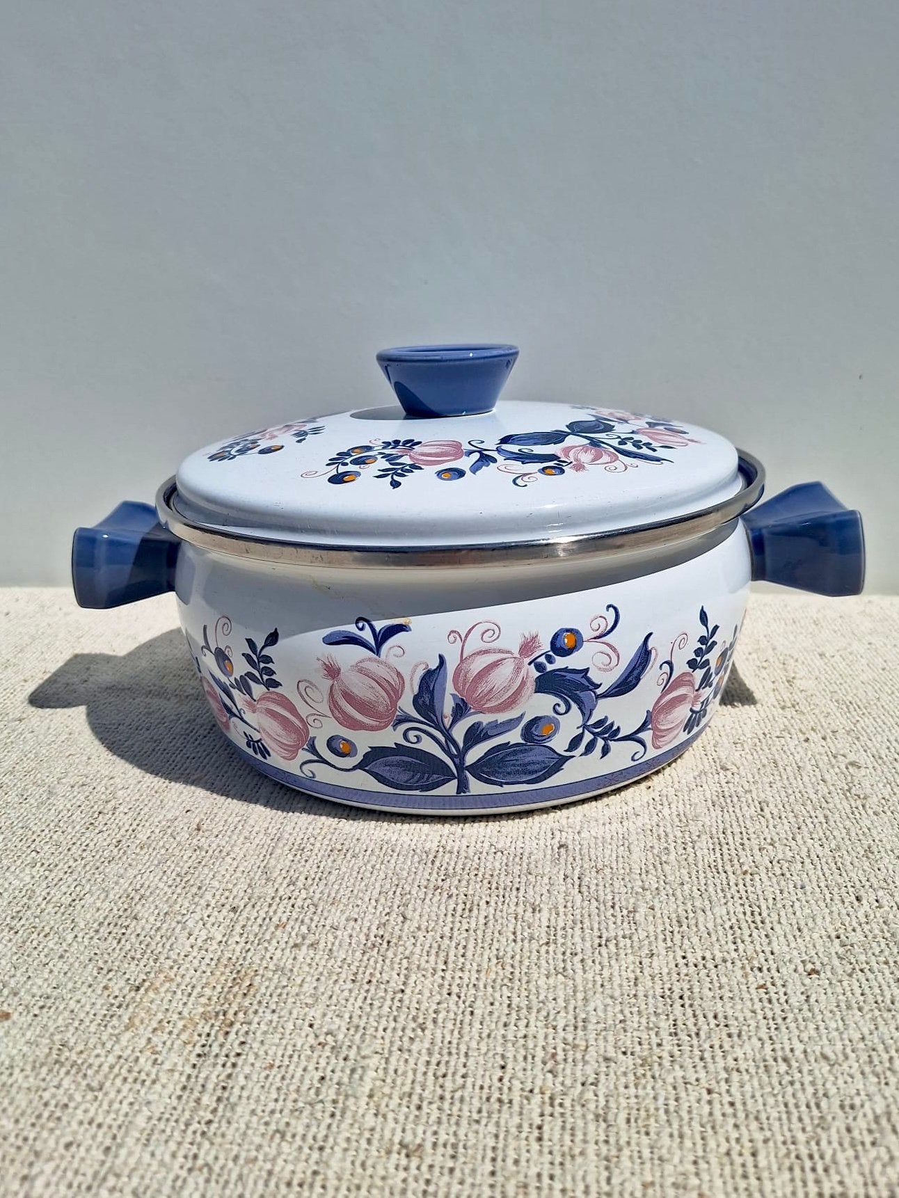 Vintage retro pan blauw uien koken pan, Ophalen of Verzenden