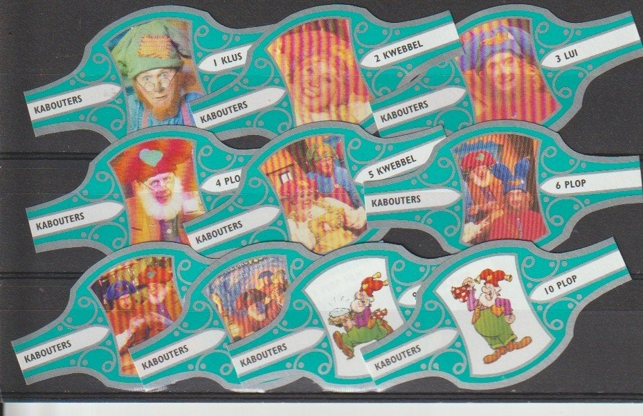 reeks 860    kabouter plop    1-10  sigarenbanden, Verzamelen, Ophalen of Verzenden, Zo goed als nieuw, Sigarenbandjes