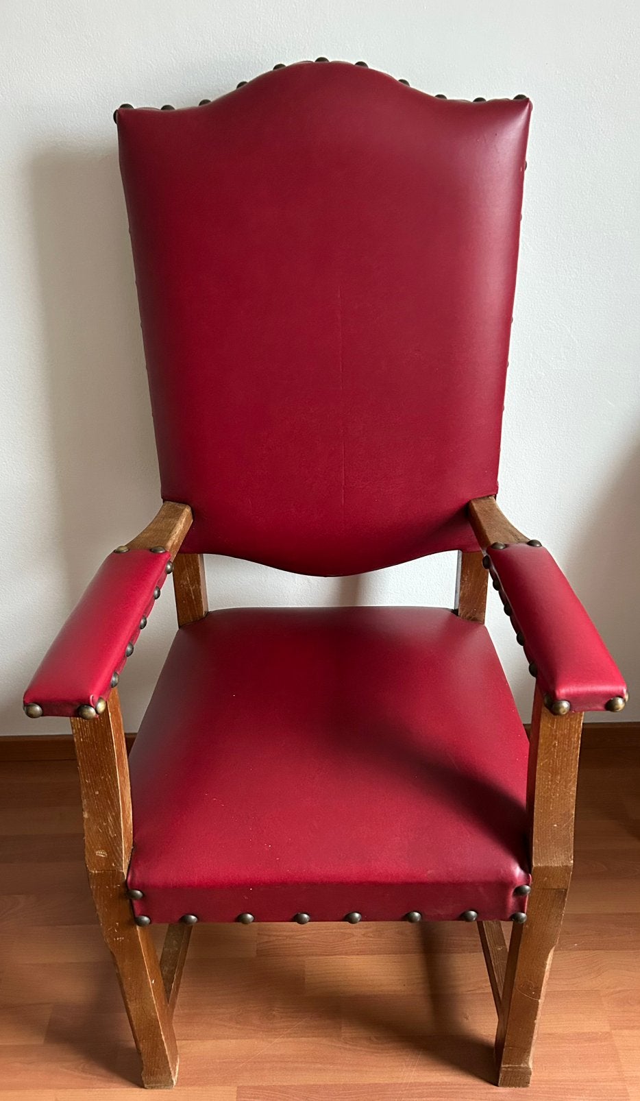 Eikenhouten bordeauxrode stoel, Ophalen of Verzenden