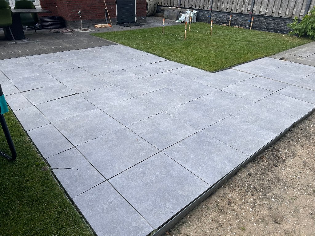 keramische terrastegels 60x60x3 - 16m2, Ophalen, Gebruikt, Keramiek, 10 m² of meer