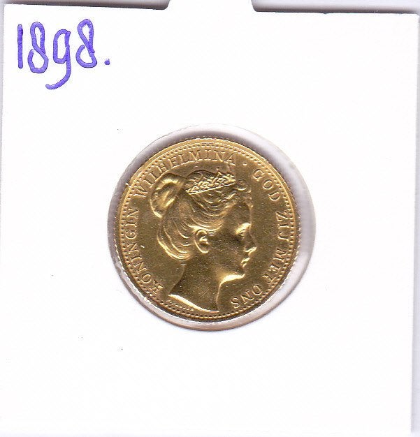 Schaars gouden tientje 1898. Kroningsjaar voor 795 euro, Postzegels en Munten, Munten | Nederland, Koningin Wilhelmina, Losse munt