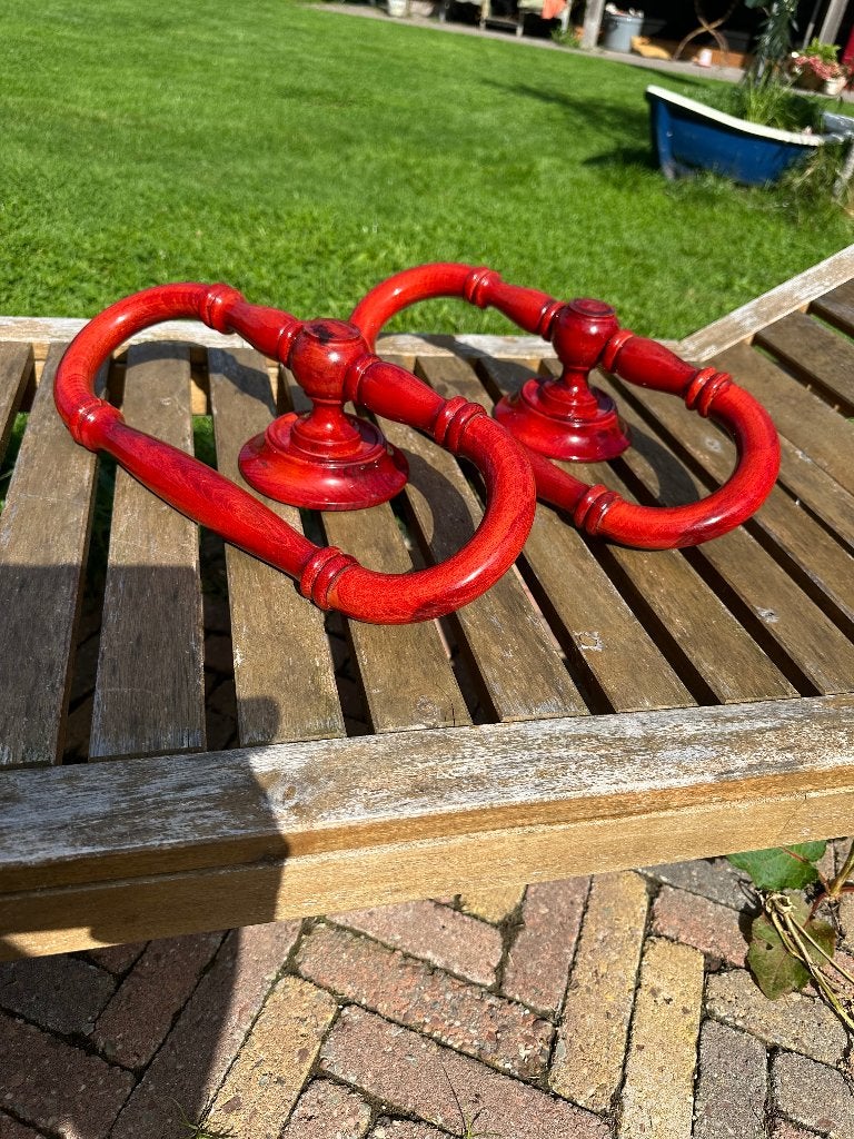 Oude grote houten handdoek ringen, Ophalen, Gebruikt