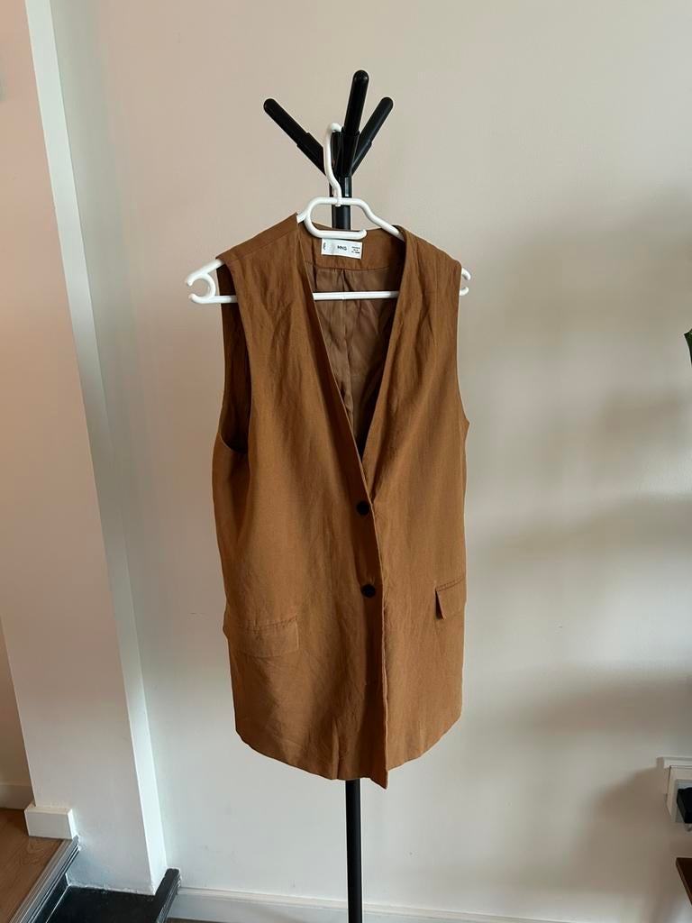 Bruin linnenmix gilet maat M Mango, Maat 38/40 (M), Bruin, Ophalen of Verzenden, Zo goed als nieuw