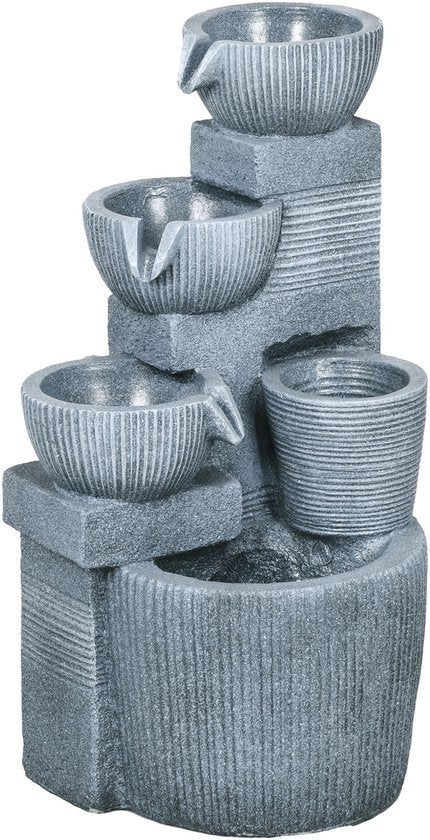 Outsunny Tuinfontein 31cm x 27cm x 57cm - Donkergrijs, Tuin en Terras, Waterpartijen en Fonteinen, Fontein, Nieuw, Ophalen of Verzenden