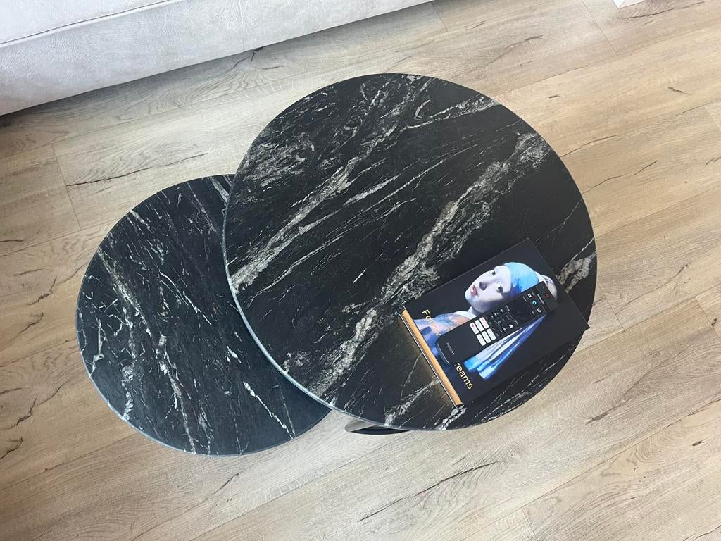 2 Salon tafels, Huis en Inrichting, Tafels | Salontafels, Ophalen, Zo goed als nieuw, Rond, 50 tot 100 cm