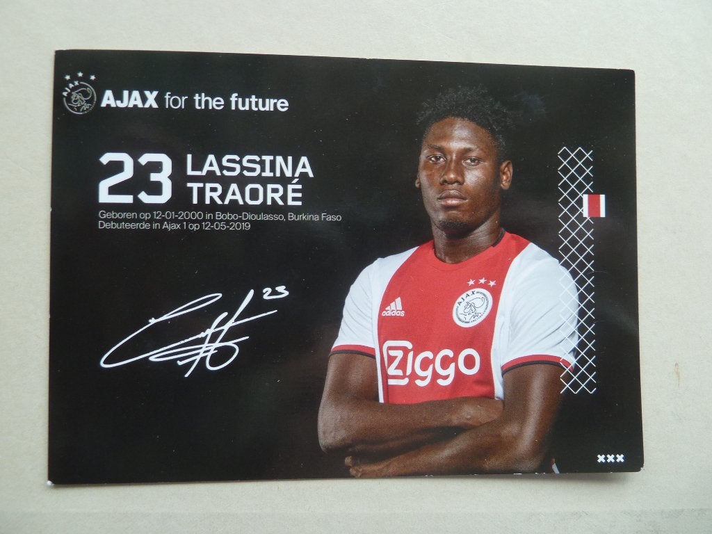 Spelerskaart. Lassane.Traore   Ajax.   2019/2020, Ophalen of Verzenden, Zo goed als nieuw, Ajax, Spelerskaart
