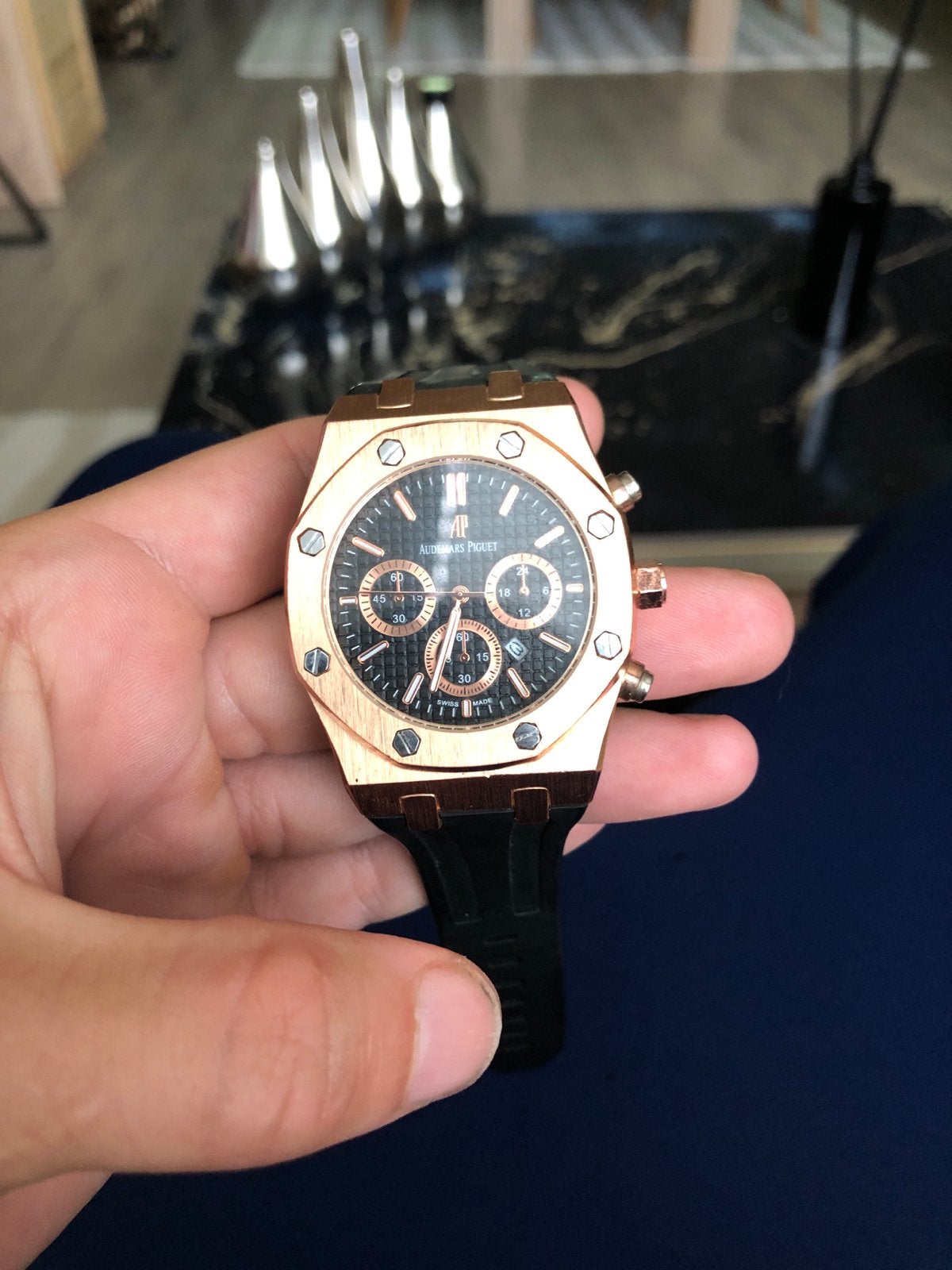 Audemars Piguet Royal Oak Offshore Roségoud, Sieraden, Tassen en Uiterlijk, Horloges | Heren, Polshorloge, Kunststof, Zo goed als nieuw