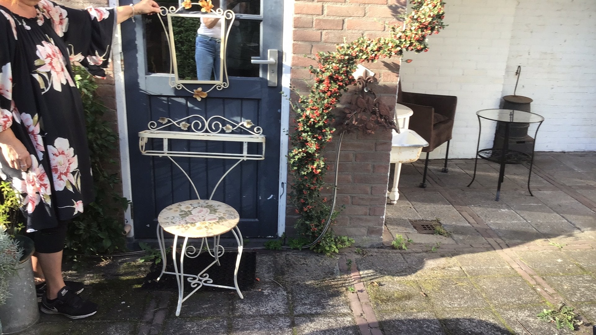 Unieke antieke kaptafel met spiegel en kruk, Ophalen