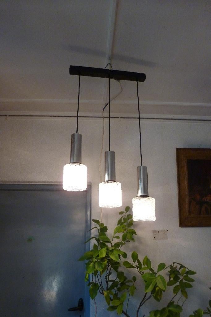 CASCADENLAMP,SIXTIES,ZEVENTIES,VINTAGE,HANGLAMP,LIMBURG GLAS, Huis en Inrichting, Lampen | Hanglampen, Gebruikt, 50 tot 75 cm