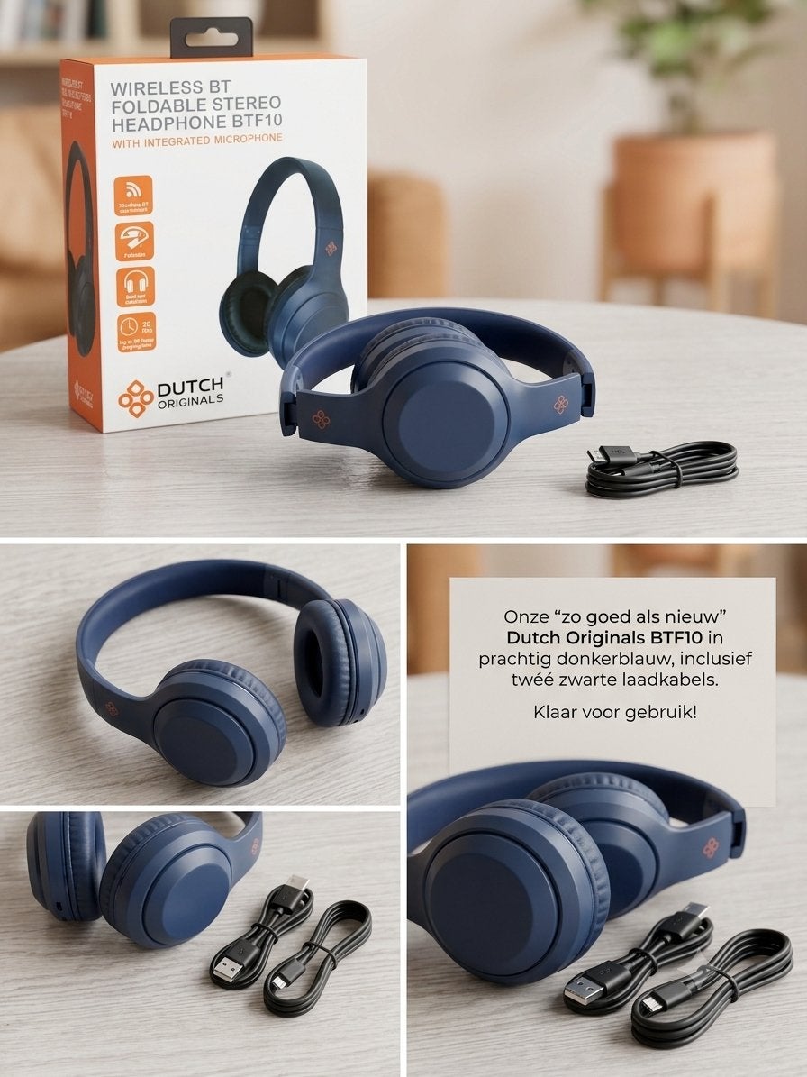 Dutch Originals BTF10 Draadloze Hoofdtelefoon - Donkerblauw, Overige merken, Bluetooth, Ophalen of Verzenden, Zo goed als nieuw