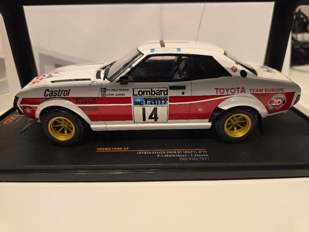 Toyota Celica 2000 GT Rac rally 1977 1/18, Hobby en Vrije tijd, Modelauto's | 1:18, Ophalen of Verzenden, Nieuw, Auto, Overige merken