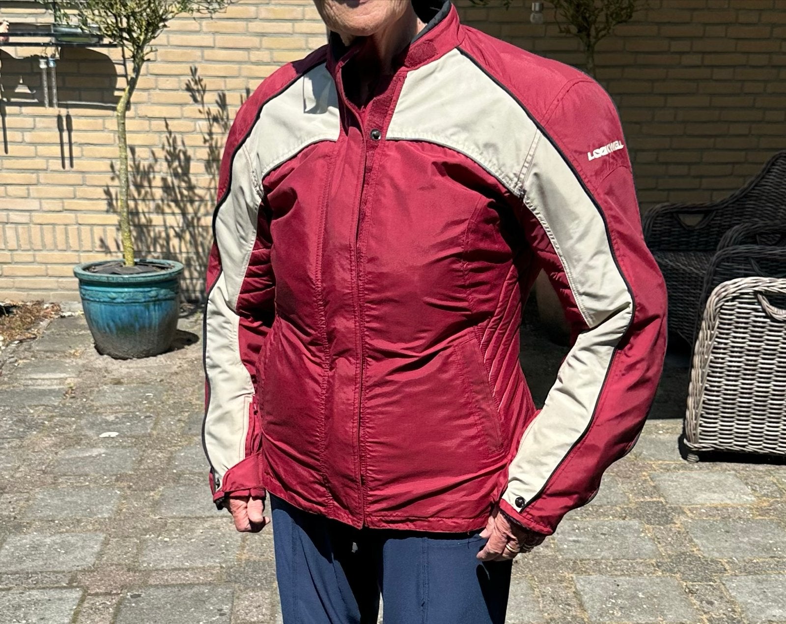 Lookwell Motorjas Maat 38/40- bordeaux rood/beige, Ophalen, Gedragen, Maat 38/40 (M), Rood