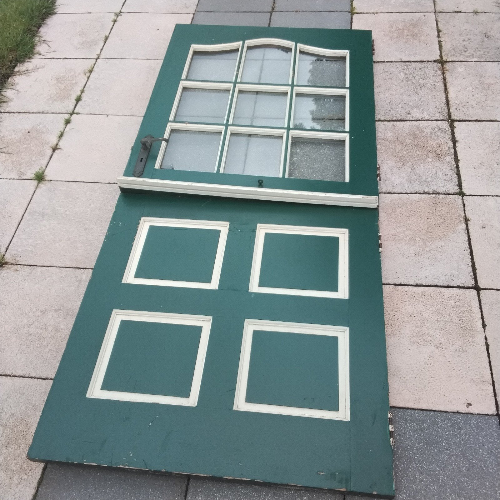 Hardhouten onder en boven buitendeur, schuurdeur, tuindeur, Ophalen, Gebruikt, Buitendeur, 200 tot 215 cm