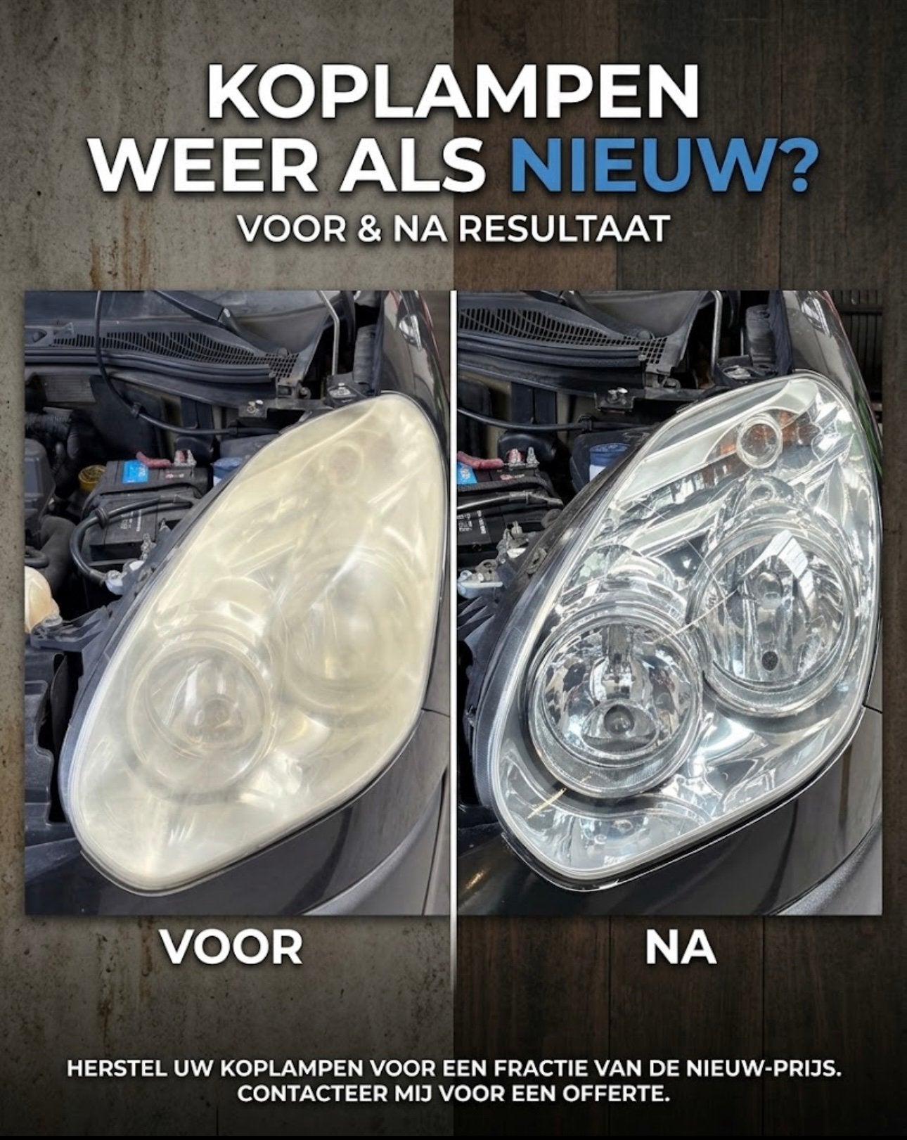 Koplamp herstel /  poetsen/polijsten €44,95 ook op locatie📍, Diensten en Vakmensen, Komt aan huis